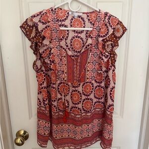 Derek Heart Women's Floral Ruffle Top - Multicolor